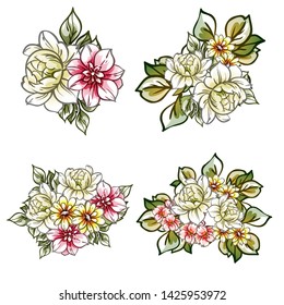 Flowers set. Collection of floral elements