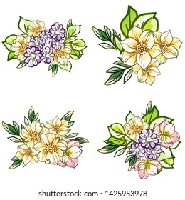 Flowers set. Collection of floral elements