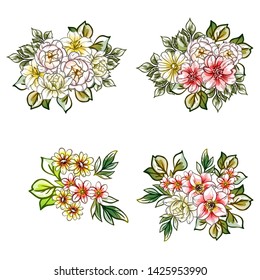 Flowers set. Collection of floral elements