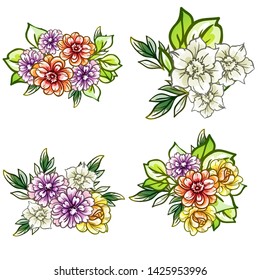 Flowers set. Collection of floral elements