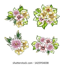 Flowers set. Collection of floral elements
