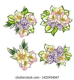 Flowers set. Collection of floral elements