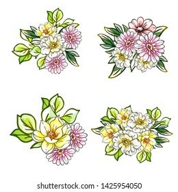 Flowers set. Collection of floral elements