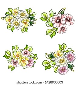 Flowers set. Collection of floral elements