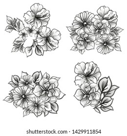 Flowers set. Collection of floral elements