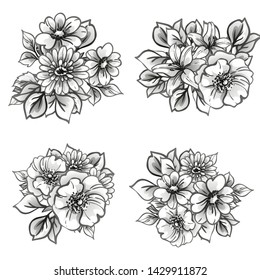 Flowers set. Collection of floral elements