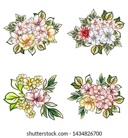 Flowers set. Collection of floral elements