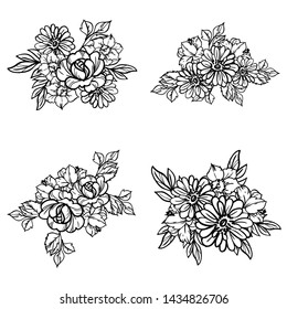 Flowers set. Collection of floral elements