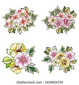 Flowers set. Collection of floral elements