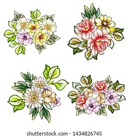 Flowers set. Collection of floral elements