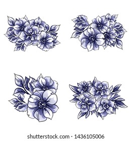Flowers set. Collection of floral elements