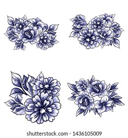 Flowers set. Collection of floral elements