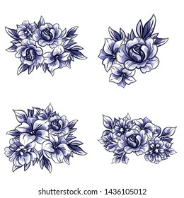 Flowers set. Collection of floral elements