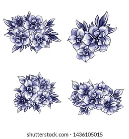 Flowers set. Collection of floral elements