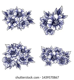 Flowers set. Collection of floral elements