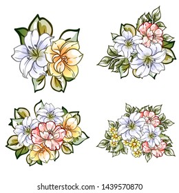Flowers set. Collection of floral elements