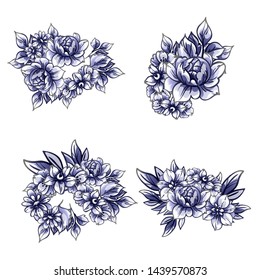 Flowers set. Collection of floral elements