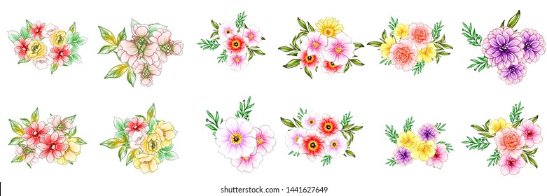 Flowers set. Collection of floral elements