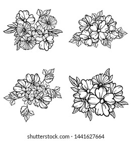 Flowers set. Collection of floral elements