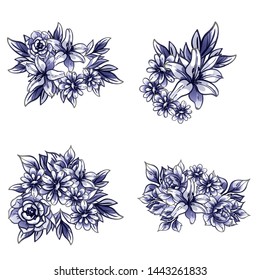 Flowers set. Collection of floral elements