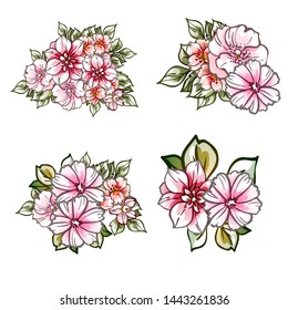 Flowers set. Collection of floral elements