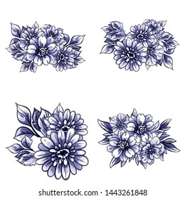 Flowers set. Collection of floral elements