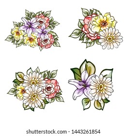 Flowers set. Collection of floral elements