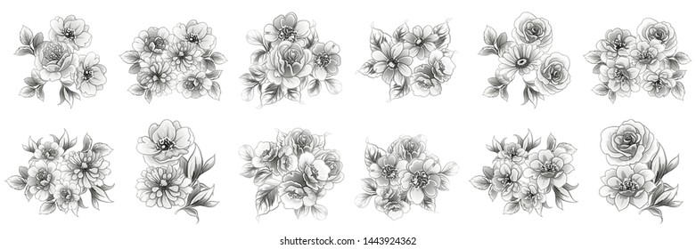 Flowers set. Collection of floral elements