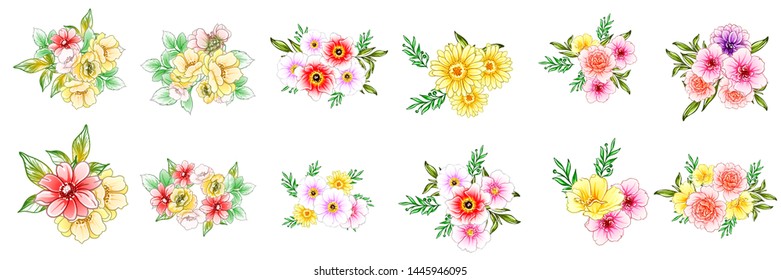 Flowers set. Collection of floral elements