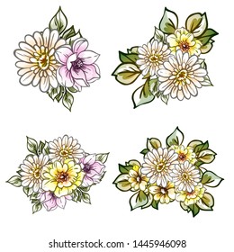 Flowers set. Collection of floral elements