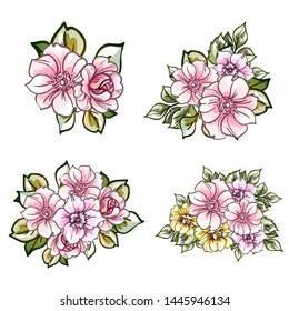Flowers set. Collection of floral elements