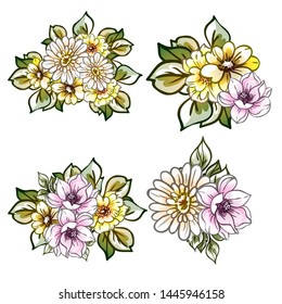 Flowers set. Collection of floral elements