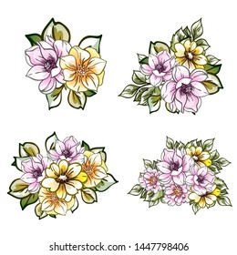 Flowers set. Collection of floral elements