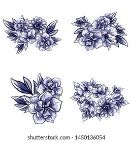 Flowers set. Collection of floral elements
