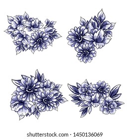 Flowers set. Collection of floral elements
