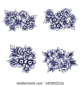 Flowers set. Collection of floral elements