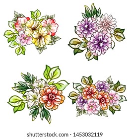 Flowers set. Collection of floral elements