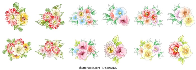 Flowers set. Collection of floral elements