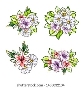Flowers set. Collection of floral elements