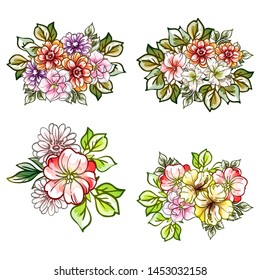Flowers set. Collection of floral elements