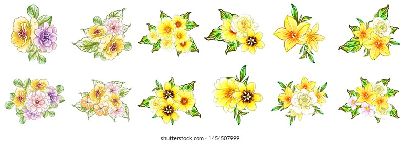 Flowers set. Collection of floral elements
