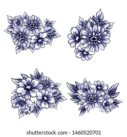 Flowers set. Collection of floral elements