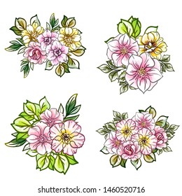 Flowers set. Collection of floral elements