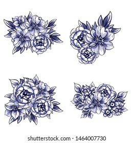 Flowers set. Collection of floral elements