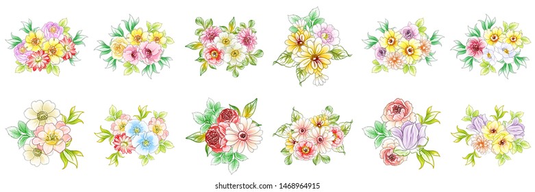Flowers set. Collection of floral elements