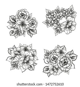Flowers set. Collection of floral elements