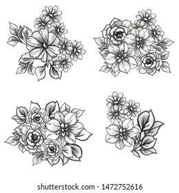 Flowers set. Collection of floral elements