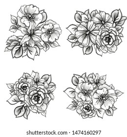 Flowers set. Collection of floral elements