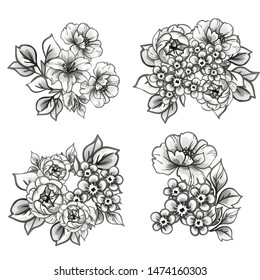 Flowers set. Collection of floral elements