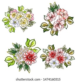 Flowers set. Collection of floral elements